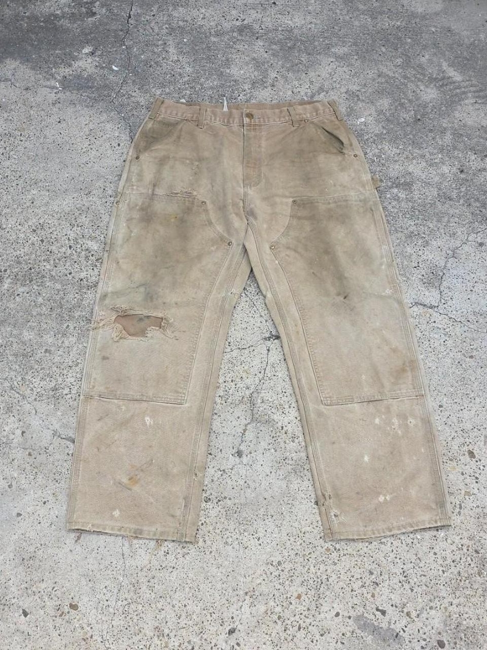 Y2k Carhartt Men’s B01 BRN Double Knee Carpenter Pants 36x30 USA Made DISTRESSED